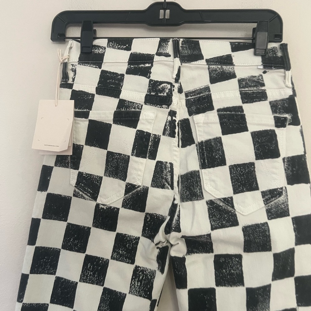 MOTHER Black & White Checkerboard Cropped Jeans - Picture 12 of 16